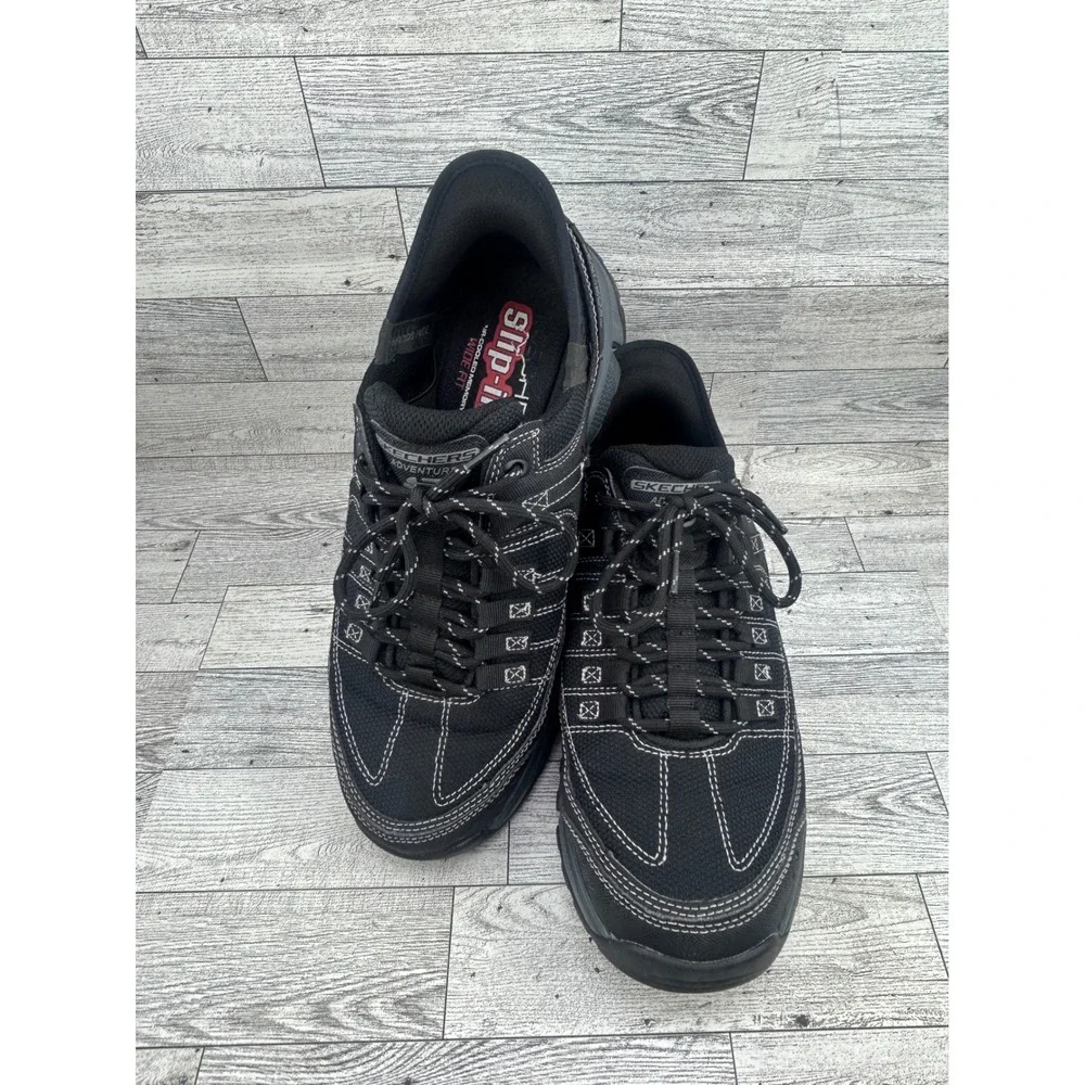 Skechers Slip-ins Adventure Men Sz 9.5 Wide Black Charcoal Sneakers 237622W BKCC